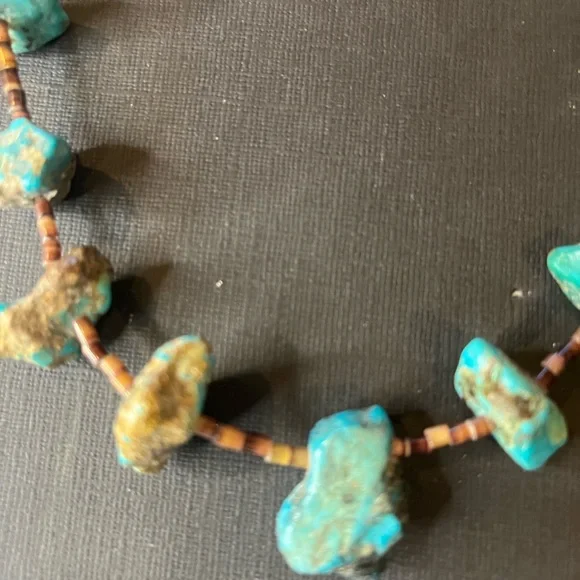 Chunky Native American Turquoise and heishi necklace